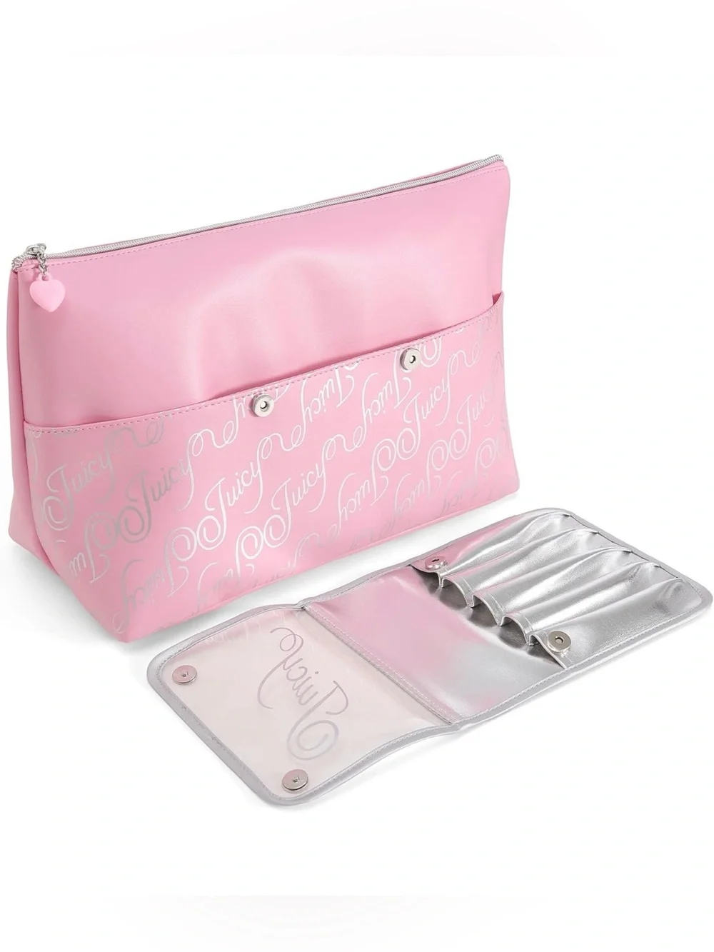 🍒 Juicy Couture Travel Essentials & Makeup Bag Removable Brush Holder Retro